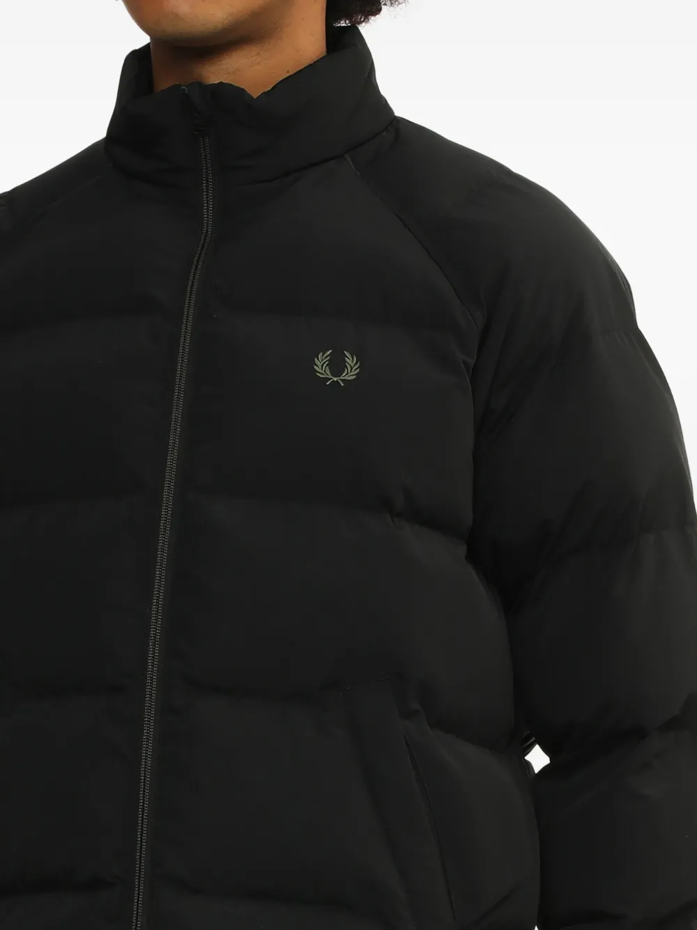 Fred Perry Quilted Laurel-wreath Padded Jacket In Black
