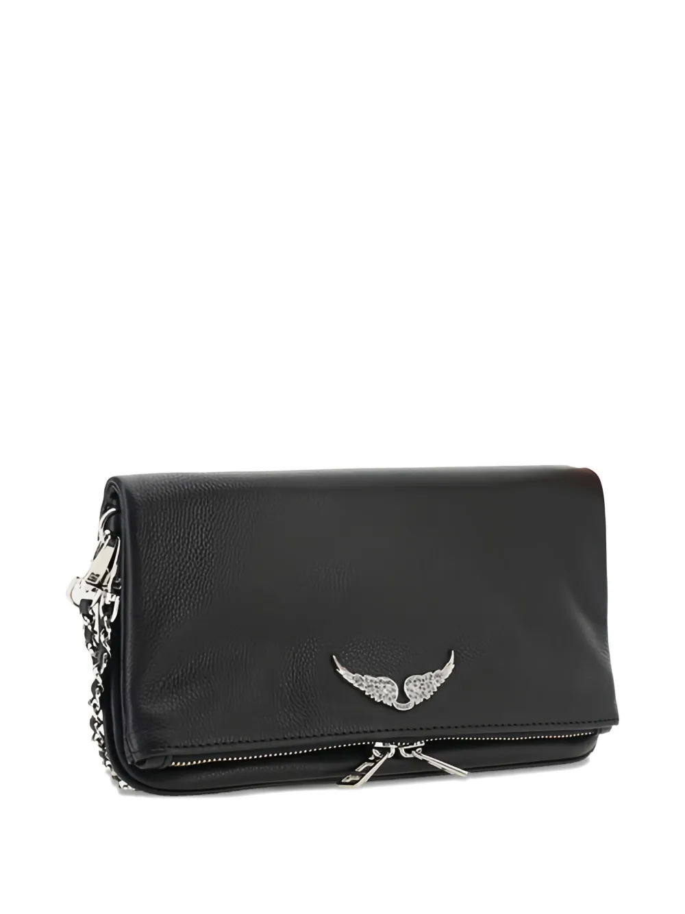 Zadig & Voltaire Grained Leather Logo-detail Shoulder Bag In Black