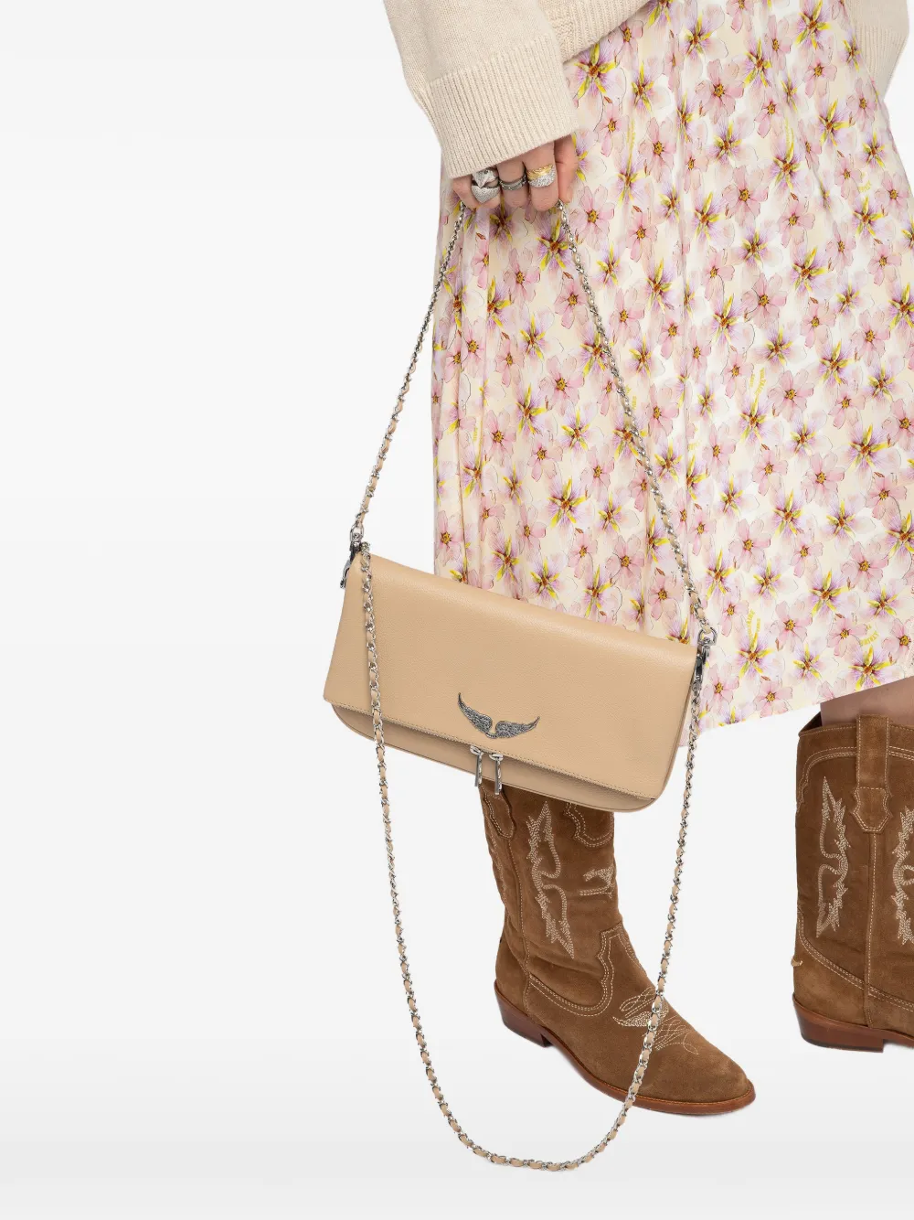  Zadig&voltaire Rock Leather Clutch Bag - Neutrals 