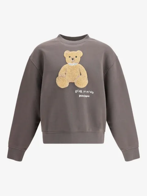 Palm Angels teddy-applique crew neck sweatshirt