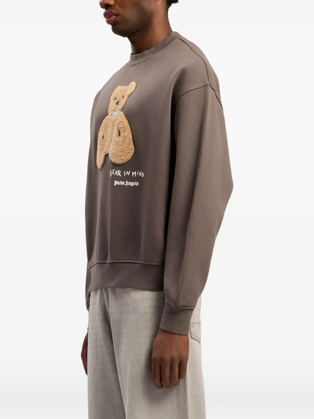 Palm Angels Sweater met teddybeerapplicatie en ronde hals Grijs
