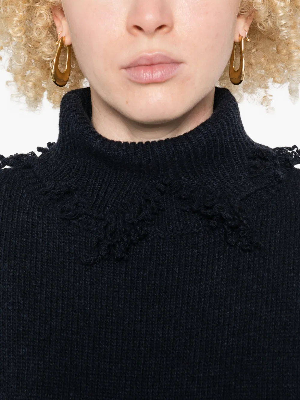 Seafarer Stella Frayed-edges High-neck Sweater In Blue