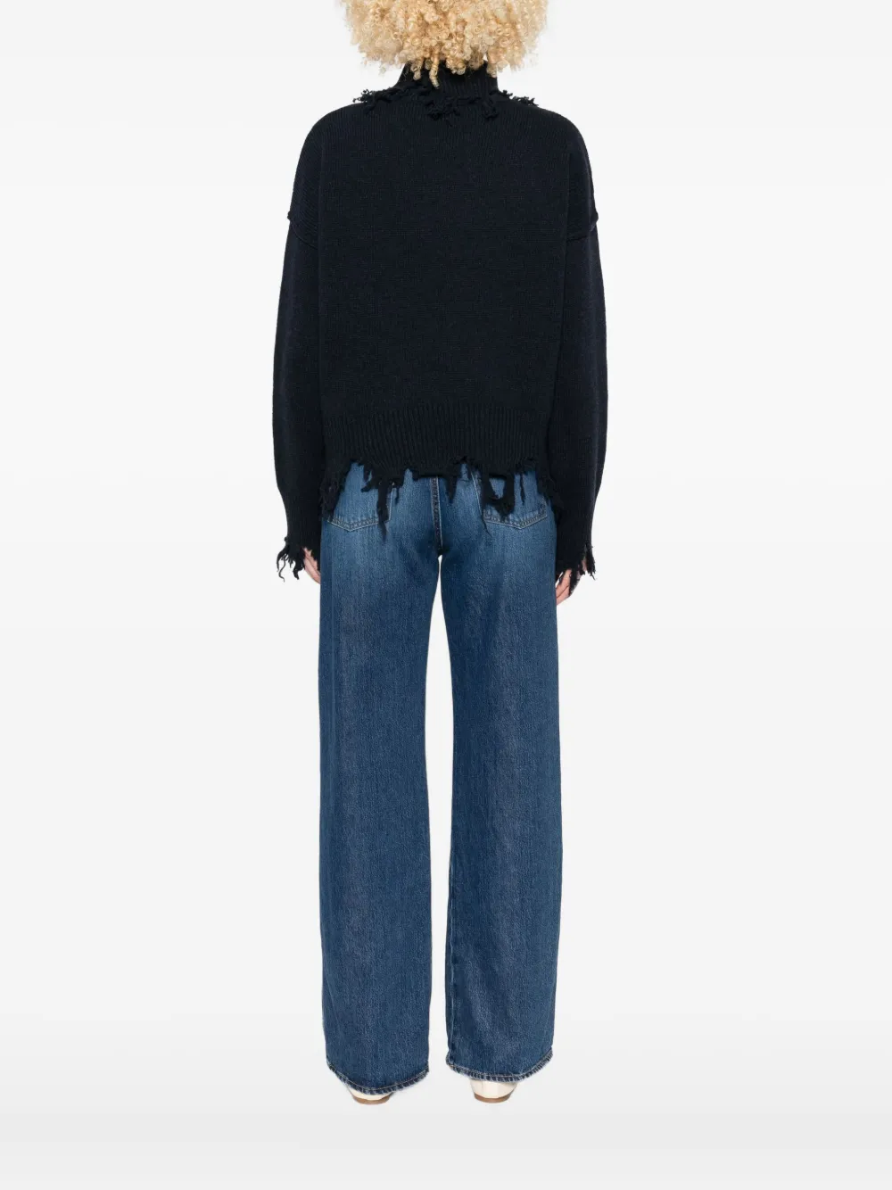 Seafarer Stella Frayed-edges High-neck Sweater In Blue