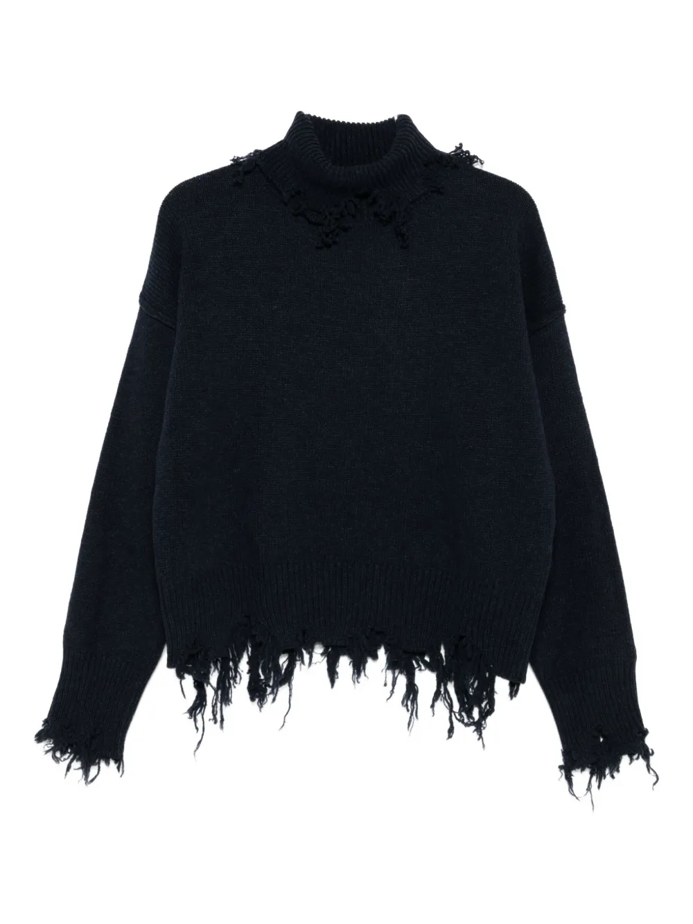 Seafarer Stella Frayed-edges High-neck Sweater In Blue