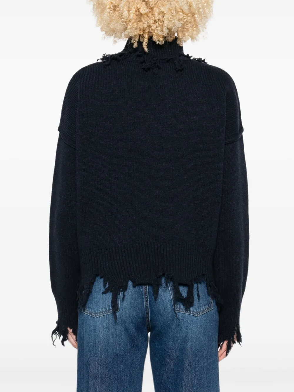 Seafarer STELLA trui met franje en hoge hals Blauw
