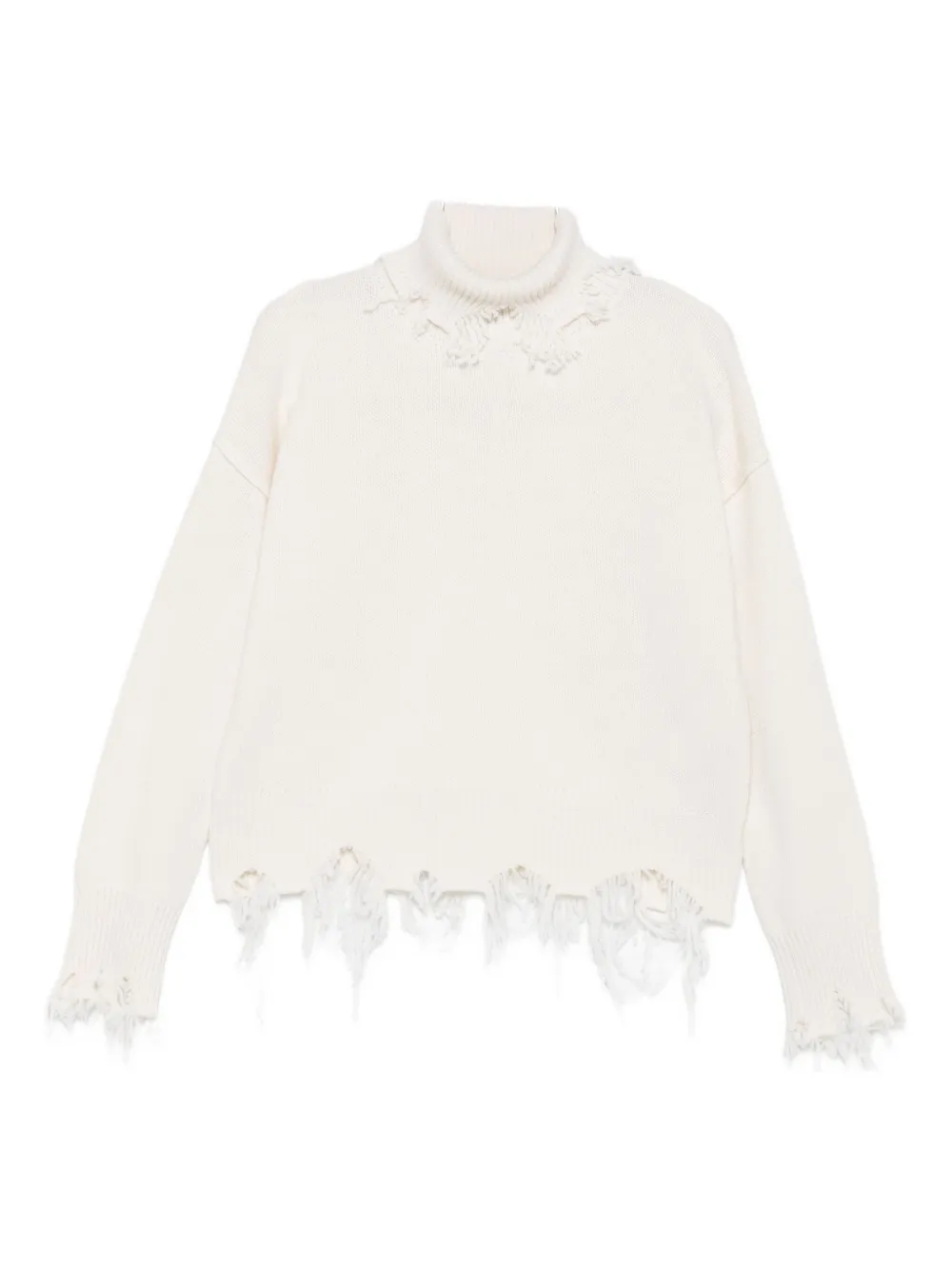 Seafarer Stella Frayed-edges High-neck Sweater In White
