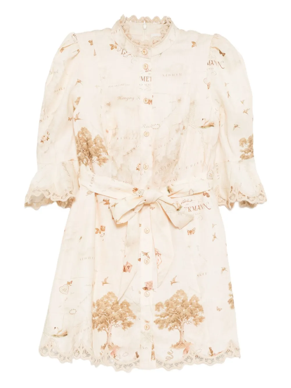 Zimmermann Applique Mini Dress In Brown