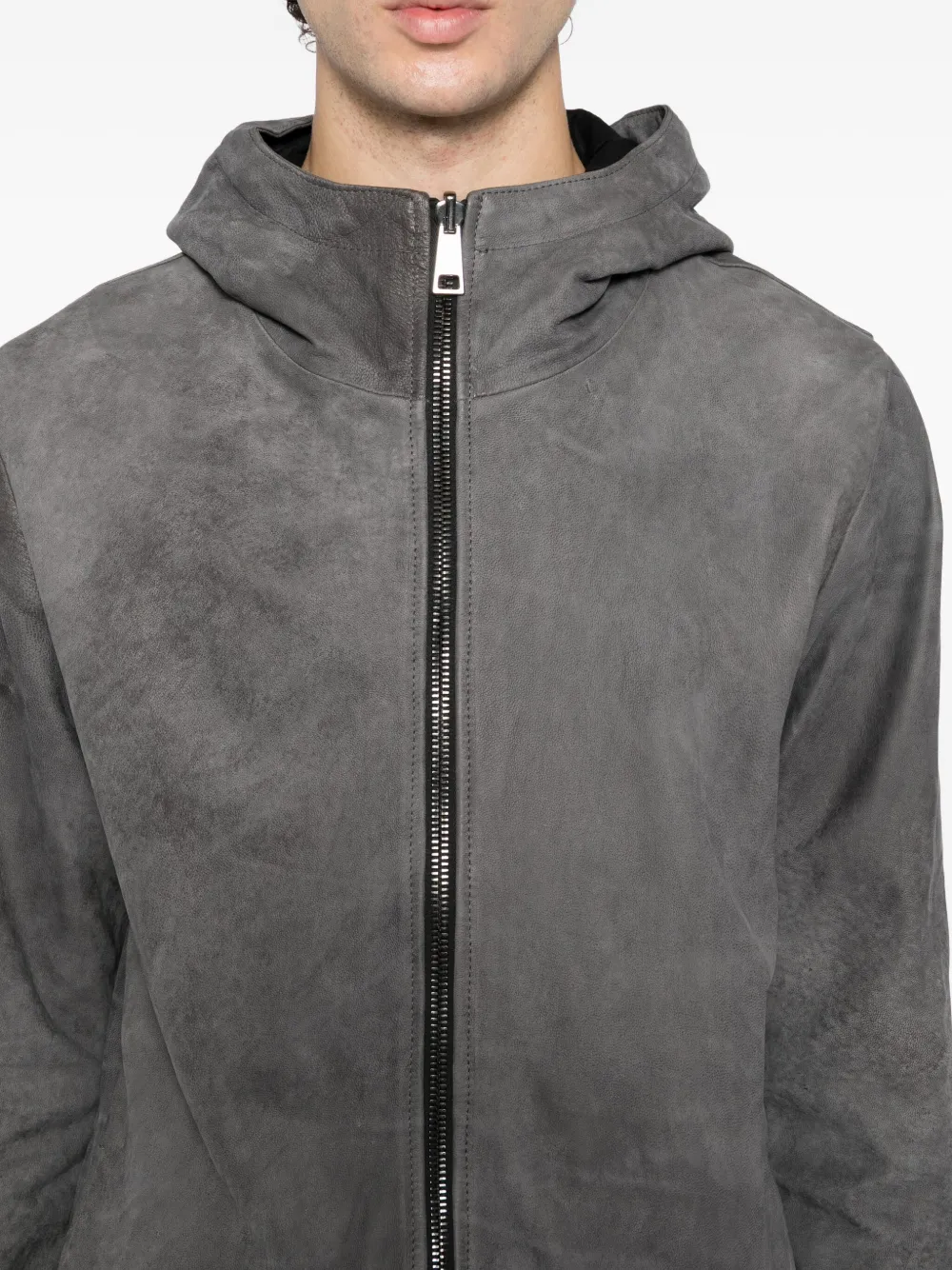 Giorgio Brato Leather Biker Jacket In Gray