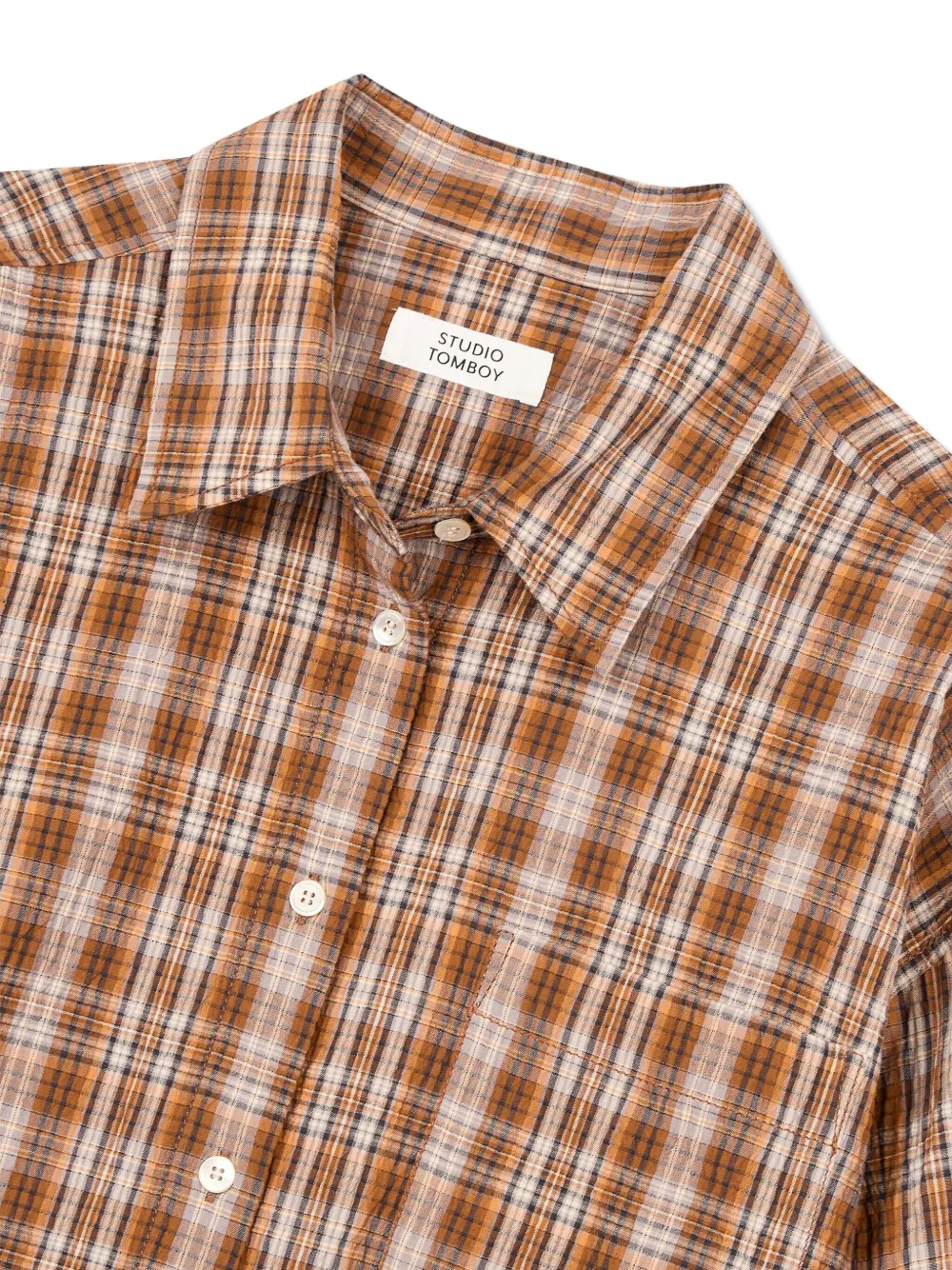 STUDIO TOMBOY Geruite blouse met enkele zak Oranje