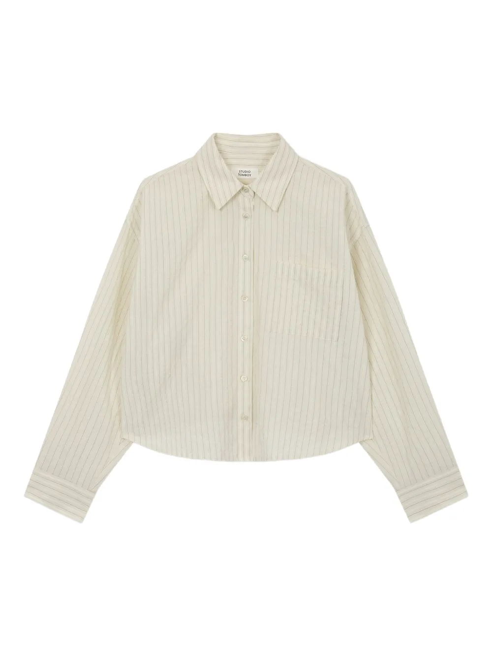 STUDIO TOMBOY elastic-hem striped shirt - Toni neutri