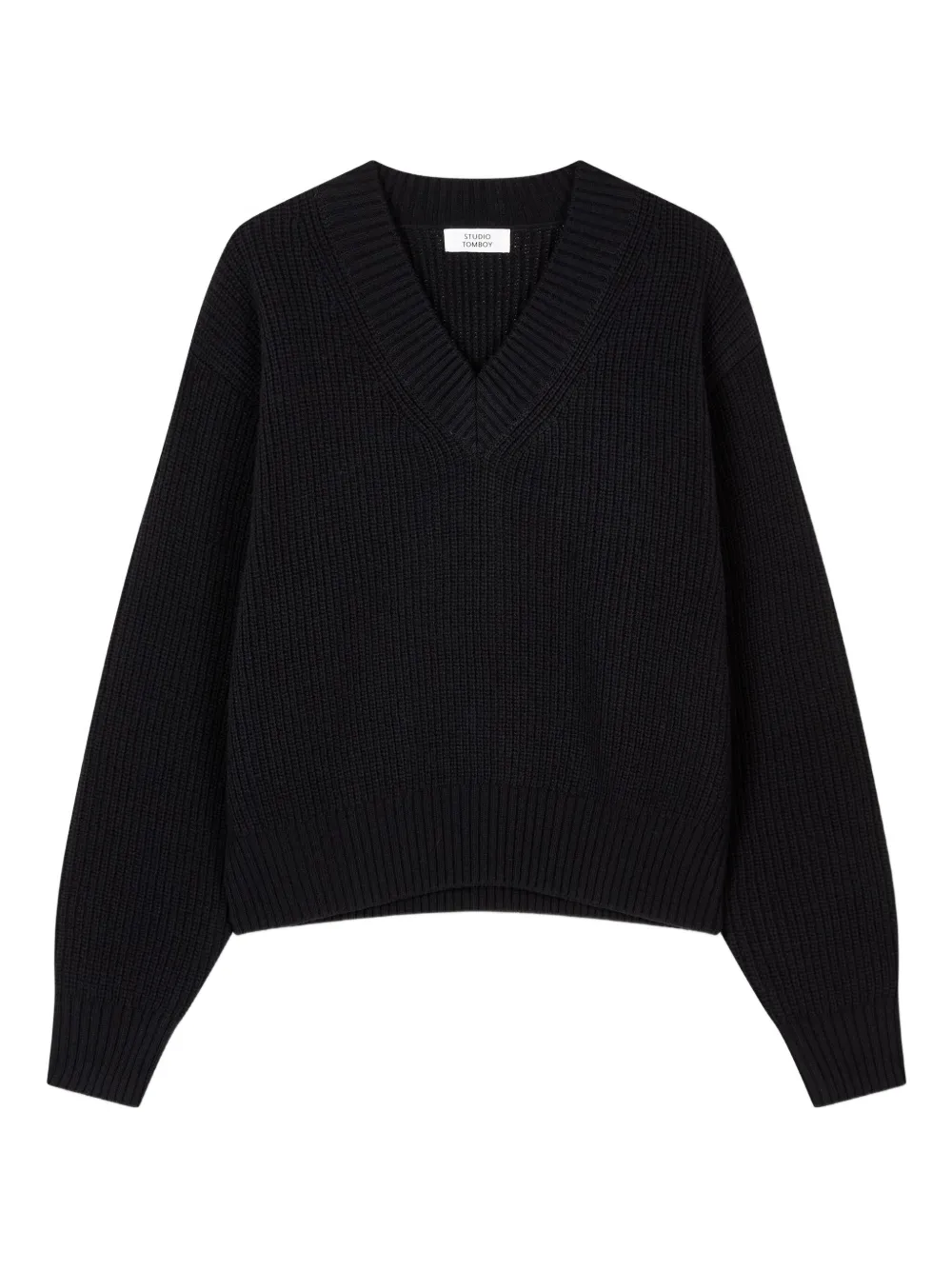 STUDIO TOMBOY v-neck rib-knit sweater | Black | Image 1