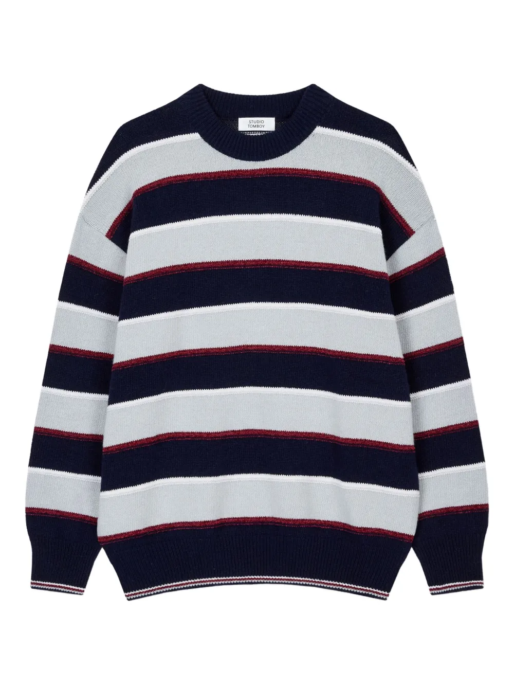 Studio Tomboy Stripe Crew-neck Sweater In Blue