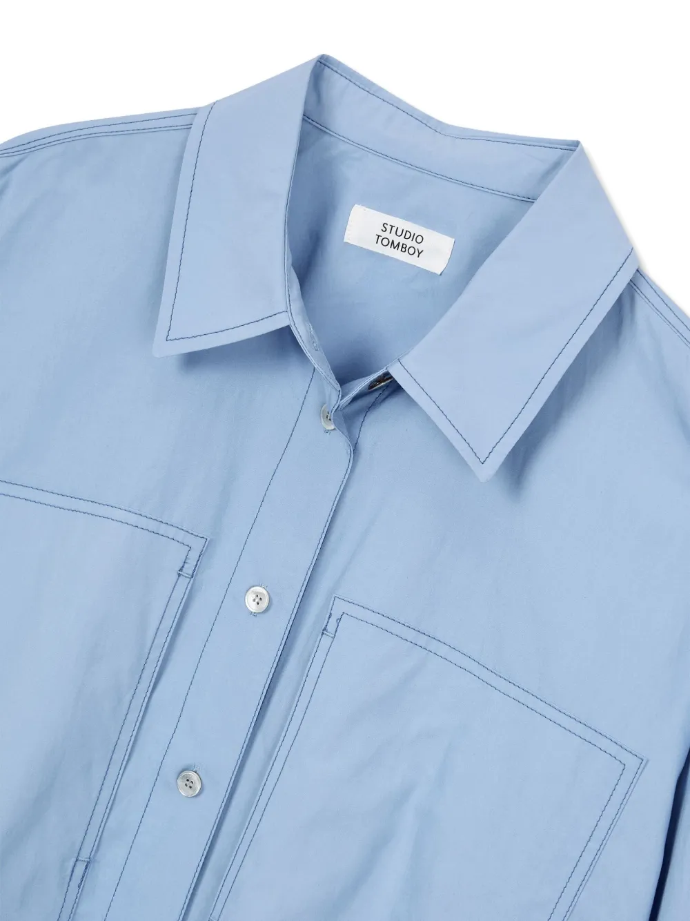 STUDIO TOMBOY Blouse met stikseldetail Blauw