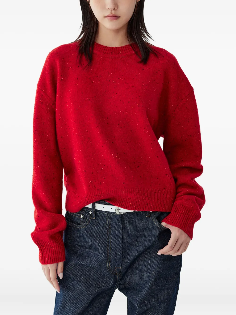Studio Tomboy Speckled Sweater In Red