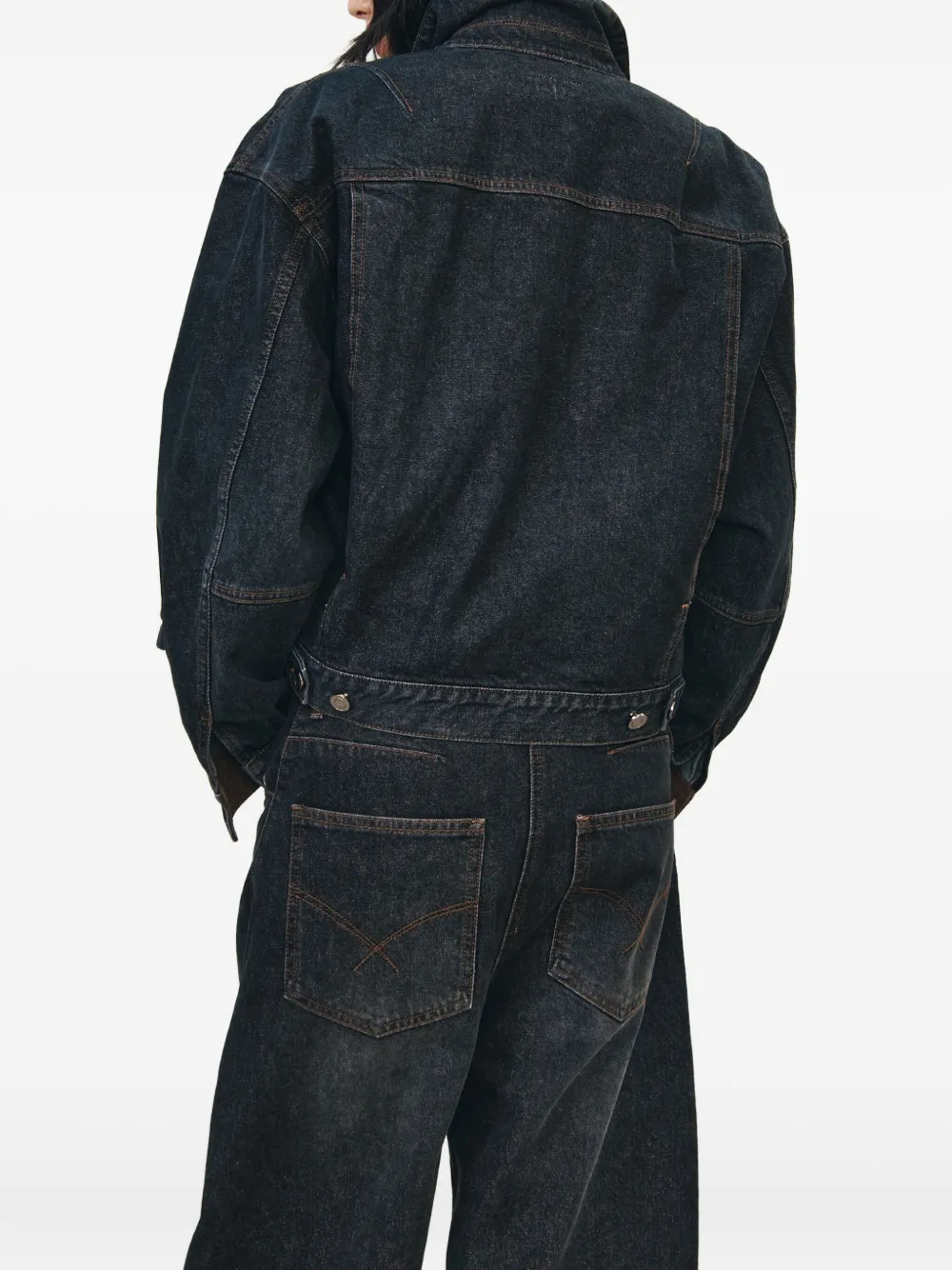 Studio Tomboy Corduroy-collar Denim Jacket In Black
