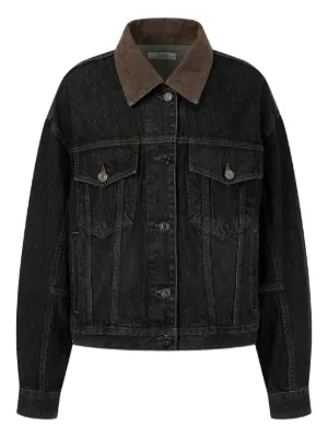 We11done Logo Patch Denim Jacket | Grey | FARFETCH