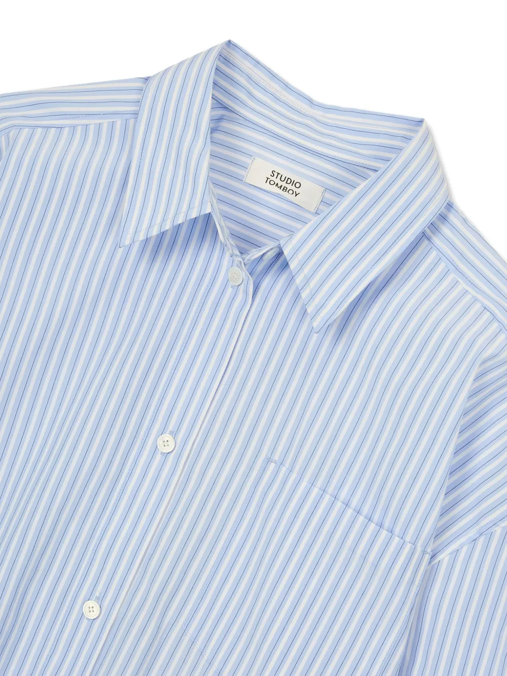 Studio Tomboy Striped Single-pocket Shirt In Blue