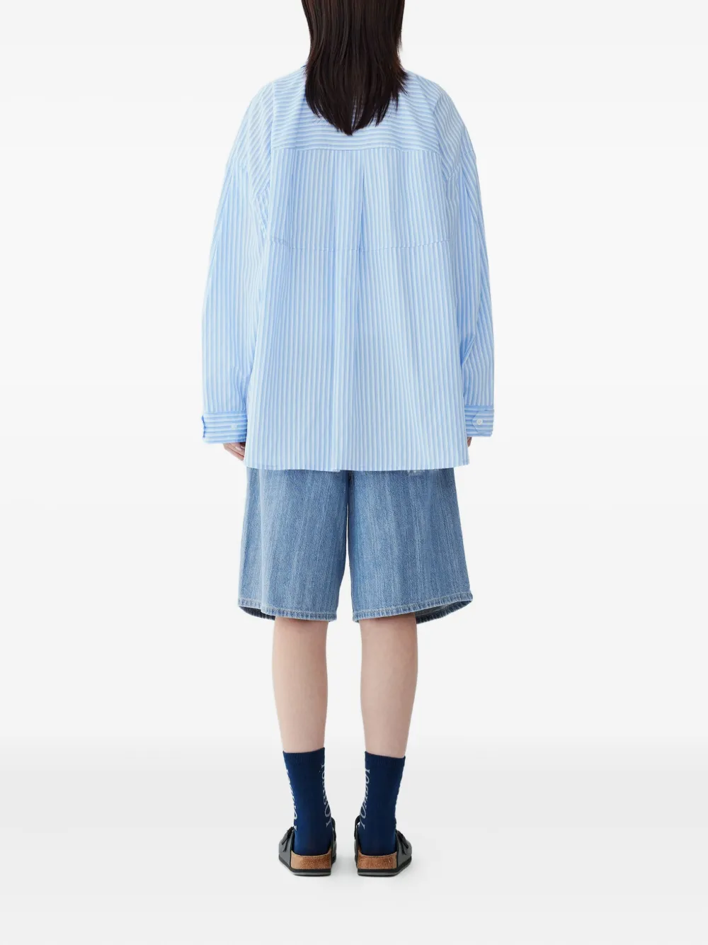 STUDIO TOMBOY striped single-pocket shirt - Blauw