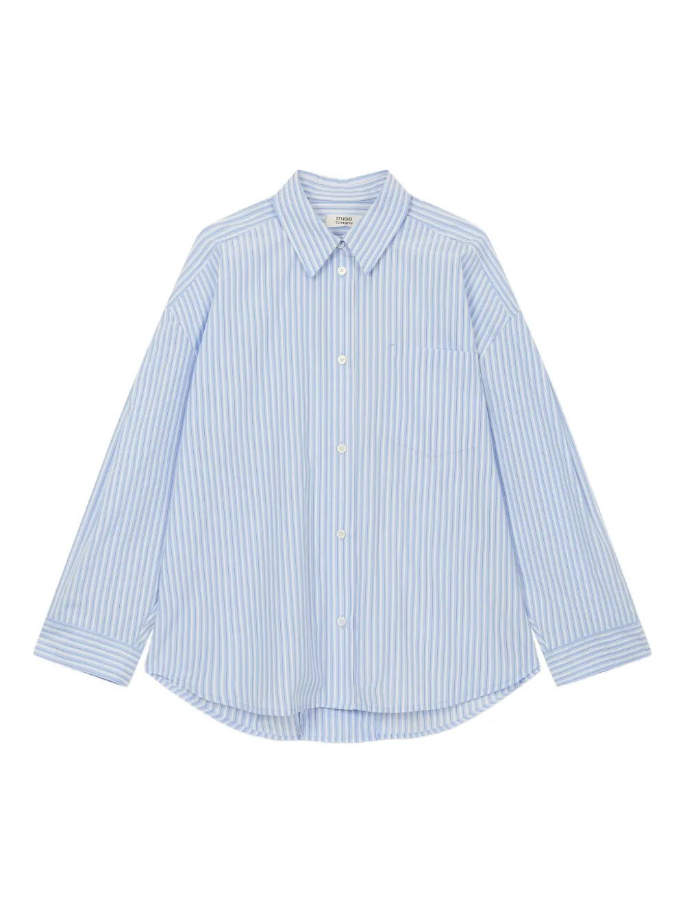 Studio Tomboy Striped Single-pocket Shirt In Blue