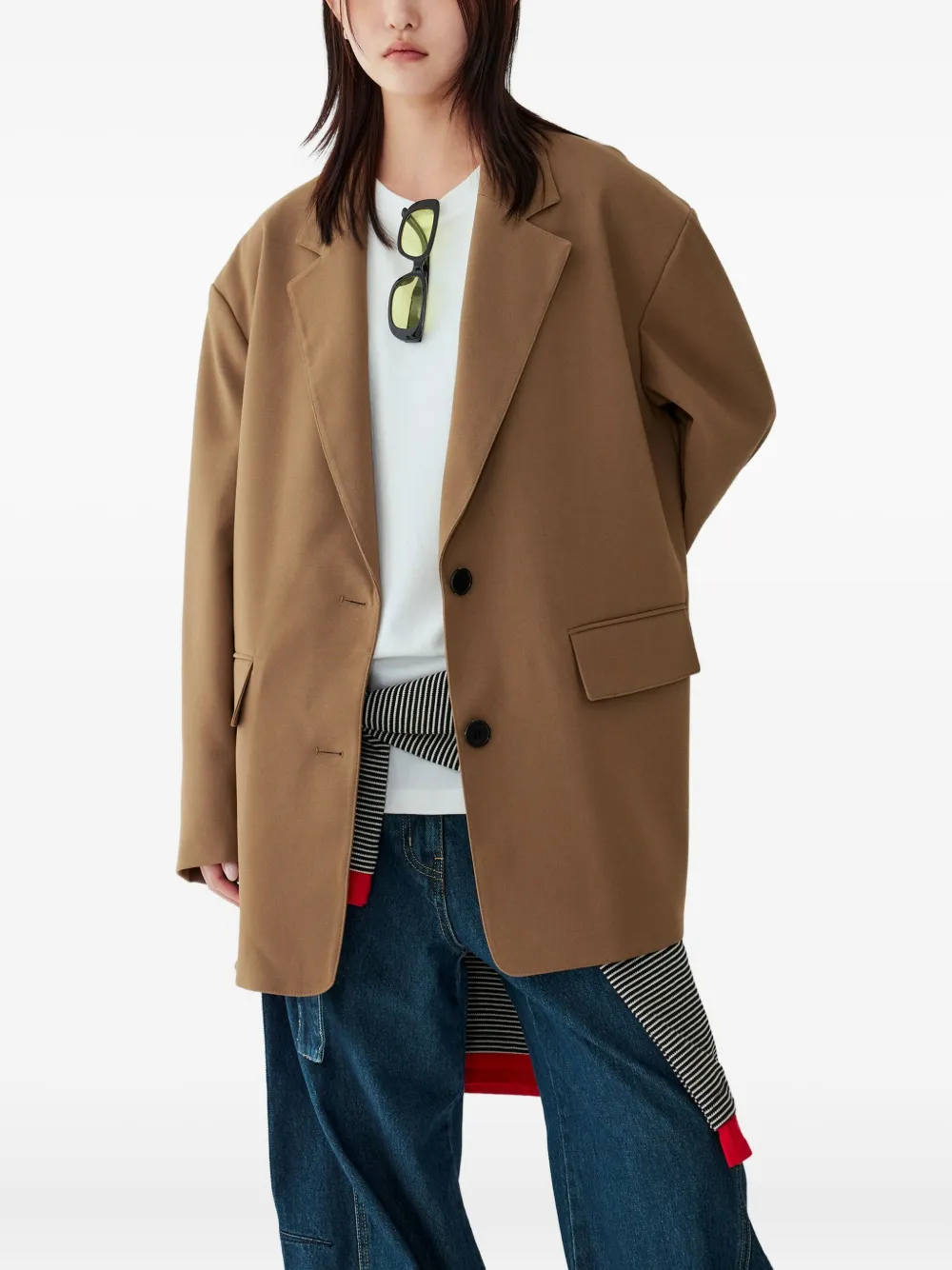 Studio Tomboy Single-breasted Oversized Blazer In Brown