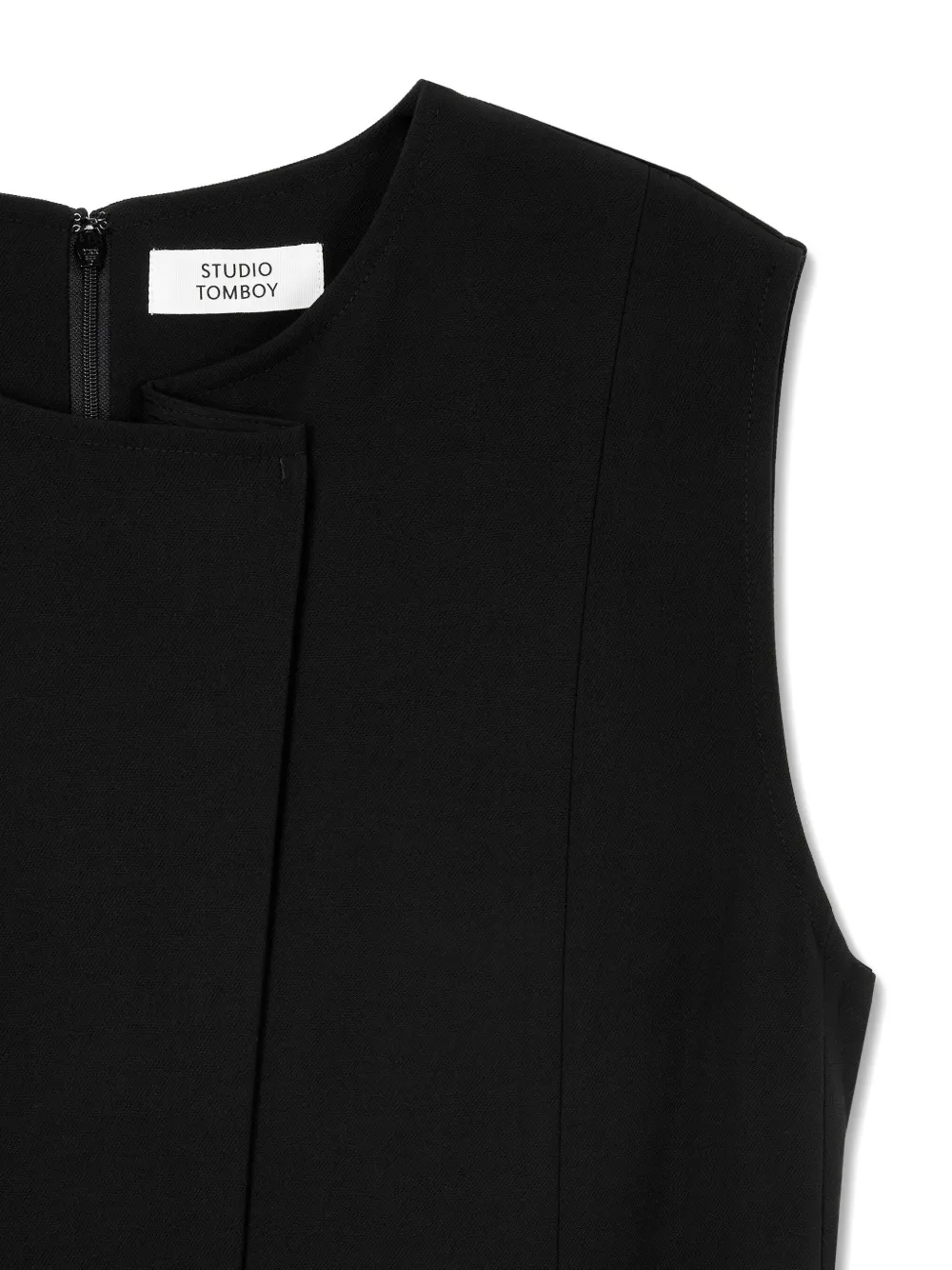 Studio Tomboy Sleeveless Belted Midi Day Dress In Black