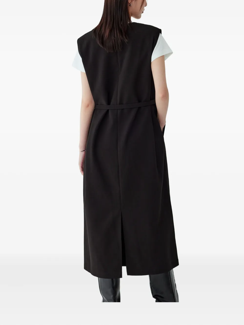 Studio Tomboy Sleeveless Belted Midi Day Dress In Black