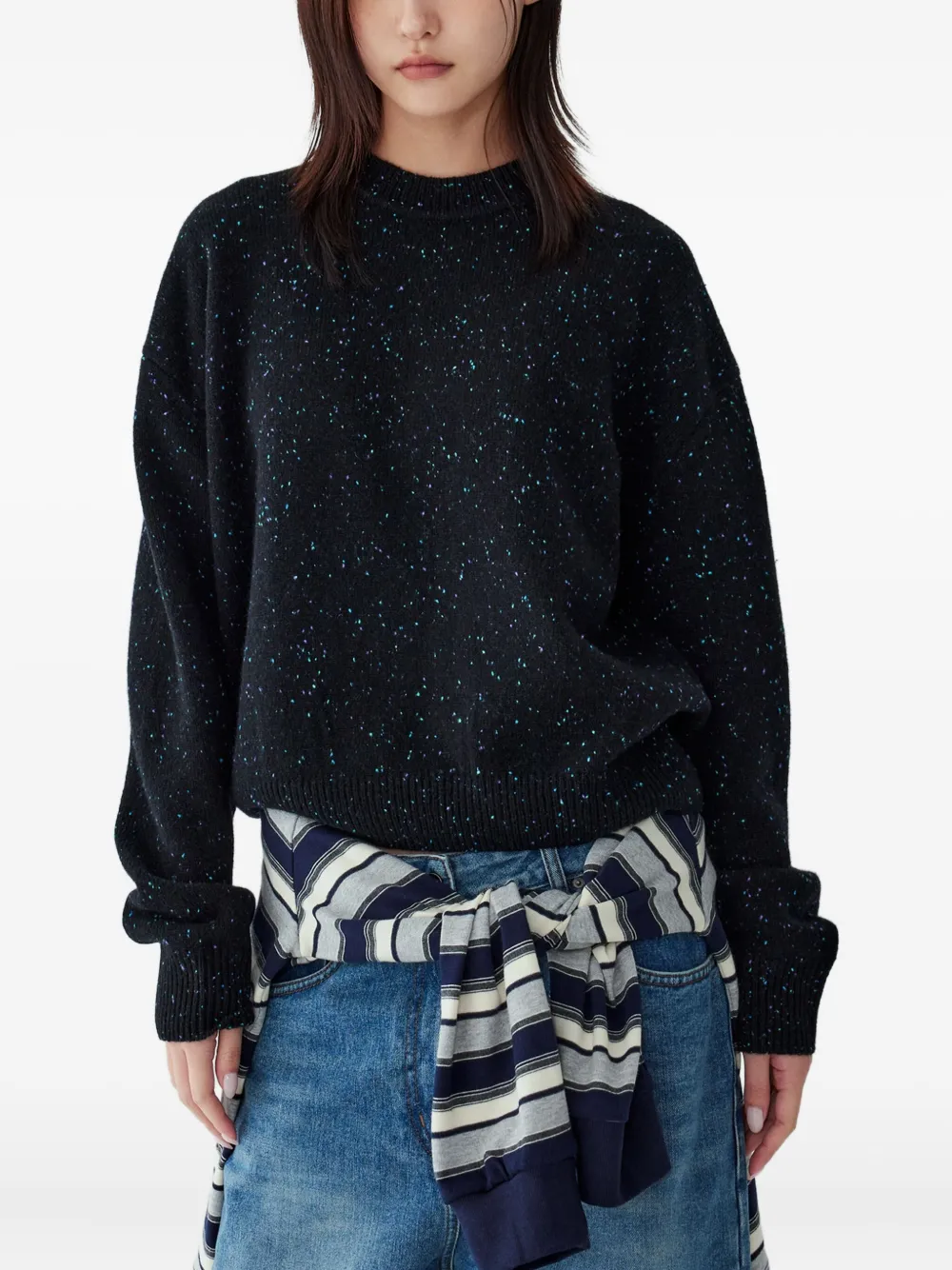 Studio Tomboy Speckle Sweater In Black