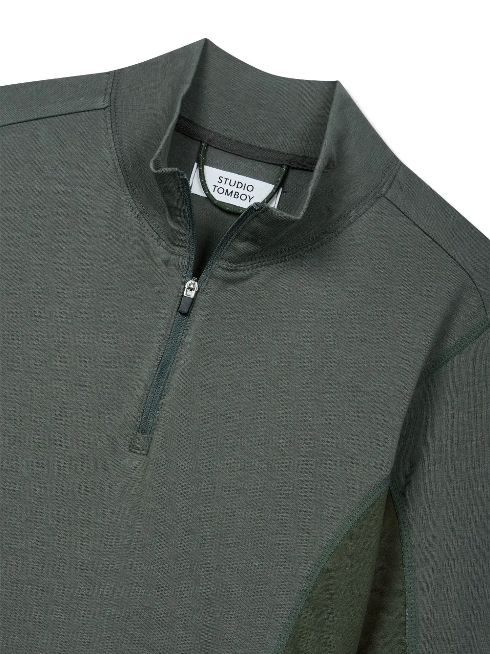 Studio Tomboy Half-zip Panelled Sweatshirt In Green