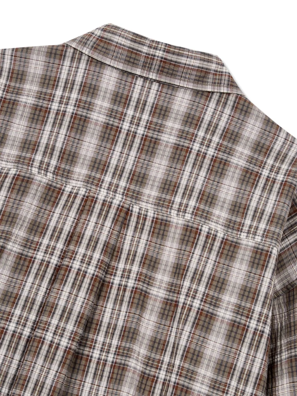 Studio Tomboy Single-pocket Checked Shirt In Brown