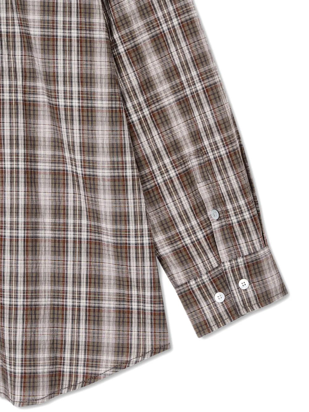 Studio Tomboy Single-pocket Checked Shirt In Brown