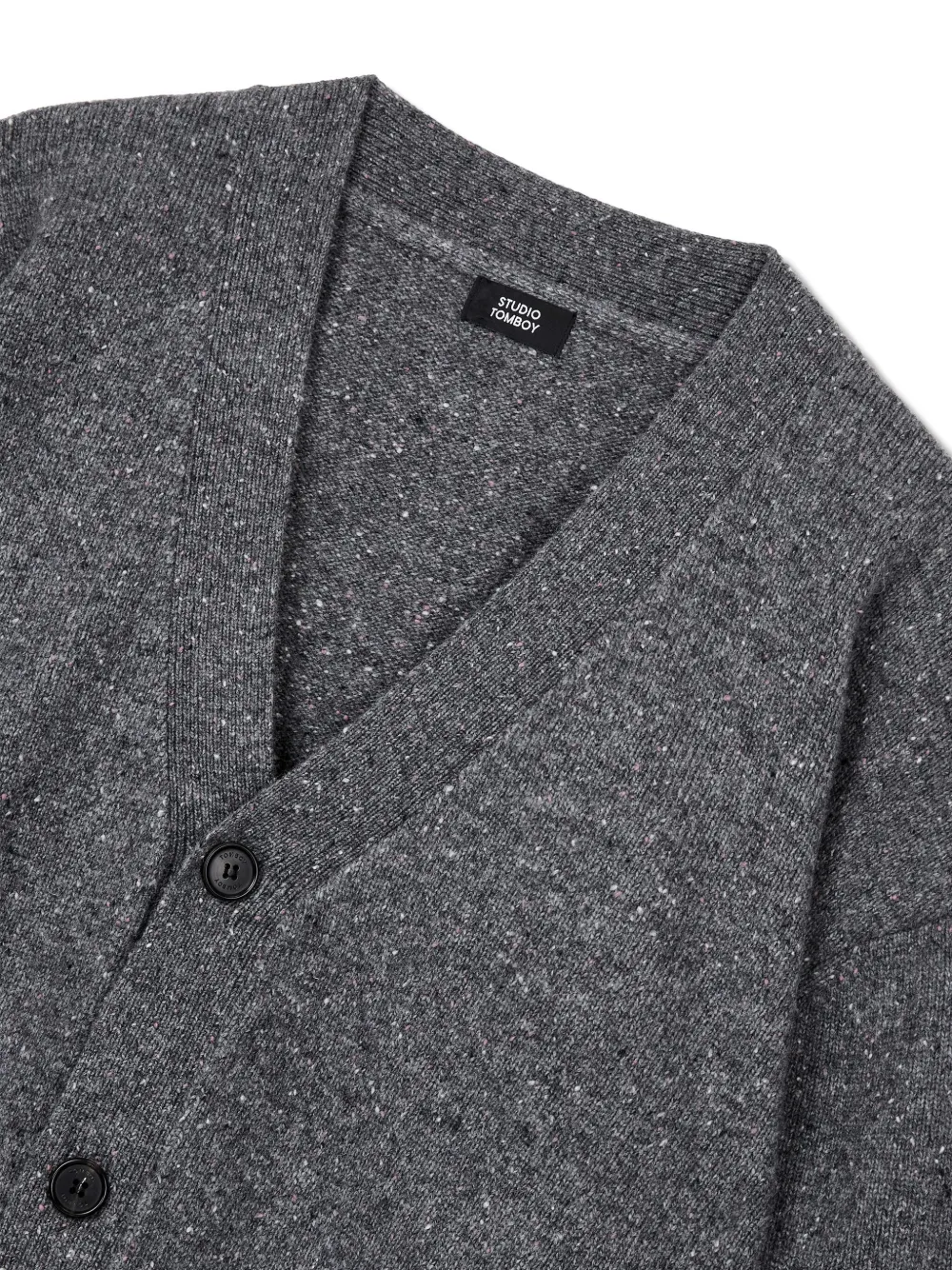 Studio Tomboy Speckle-knit Button Cardigan In Gray