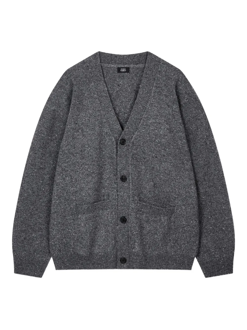 Studio Tomboy Speckle-knit Button Cardigan In Gray