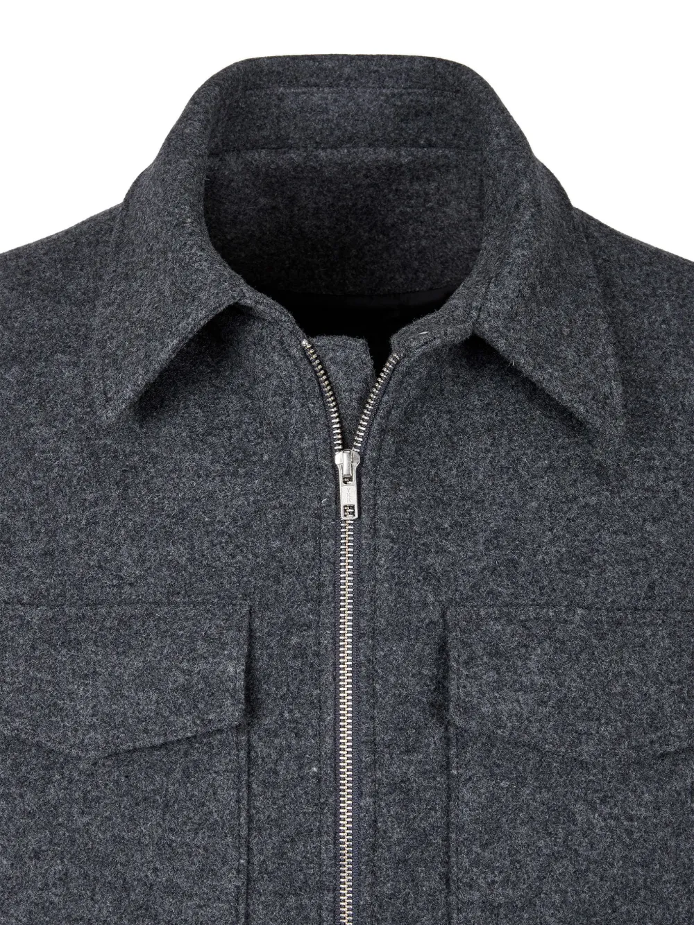 Studio Tomboy Chest-pocket Zip-up Jacket In Gray
