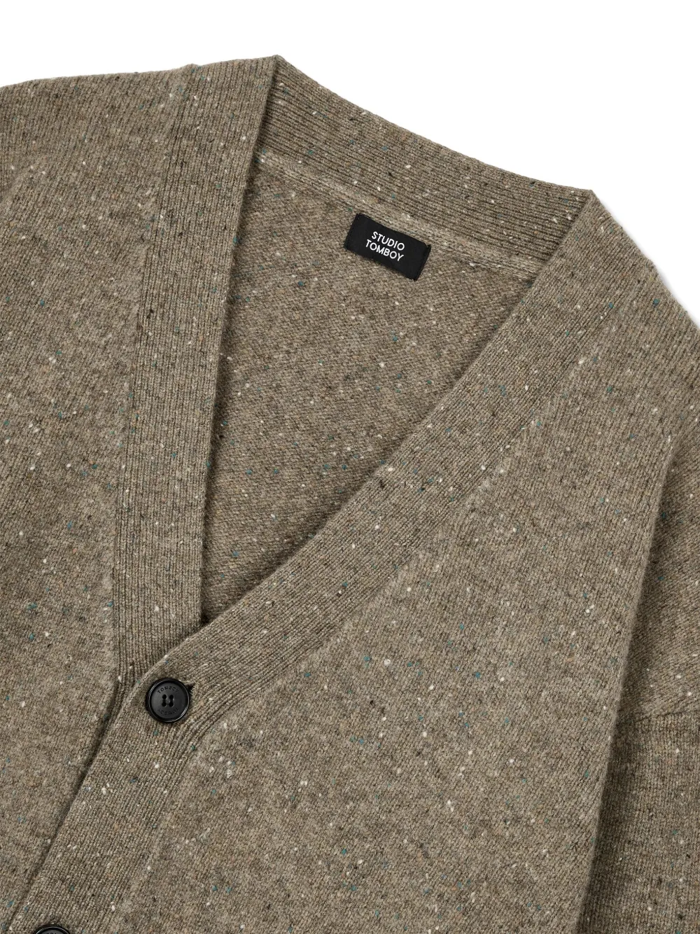 Studio Tomboy Speckle-knit Buttoned Cardigan In Green