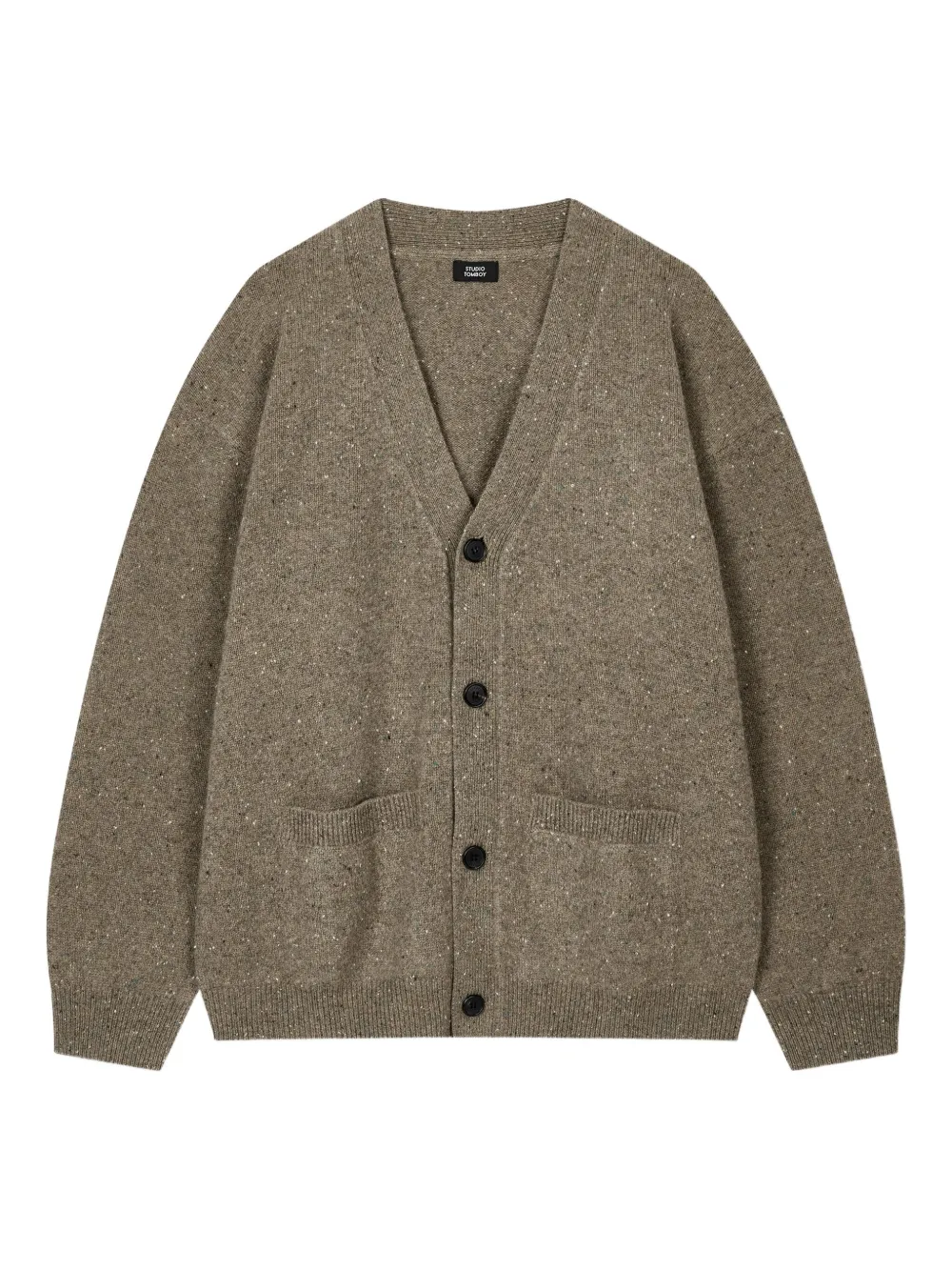 Studio Tomboy Speckle-knit Buttoned Cardigan In Green