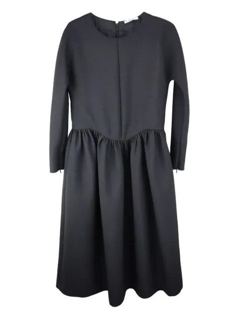 The Row gathered-waist long-sleeve midi dress