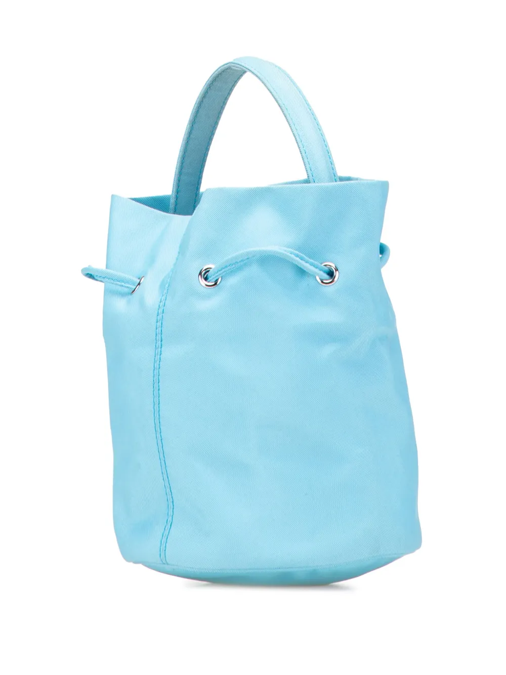 Pre-owned Balenciaga 2021-2025 Recycled Sport Nylon Embroidered Logo Wheel Drawstring Bucket Bag In Blue