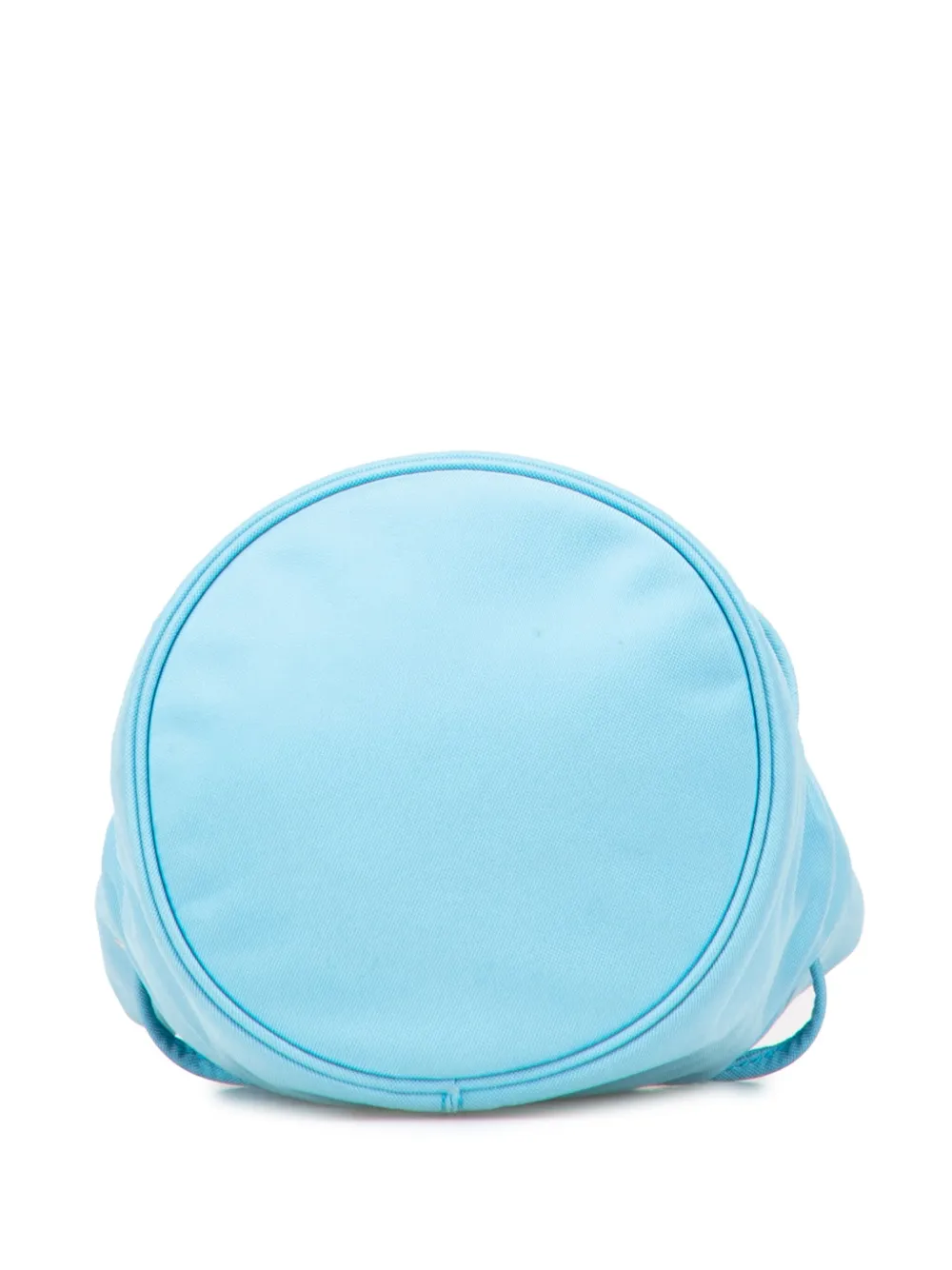 Pre-owned Balenciaga 2021-2025 Recycled Sport Nylon Embroidered Logo Wheel Drawstring Bucket Bag In Blue