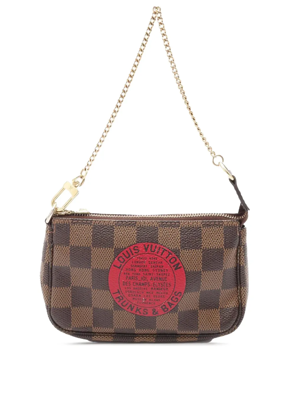 Louis Vuitton Pre-Owned 2009 ダミエ エベヌ トランク&バッグ ミニ ポシェット アクセソワール ハンドバッグ Louis Vuitton Pre-Owned 2009 ダミエ エベヌ トランク&バッグ ミニ ポシェット アクセソワール ハンドバッグ