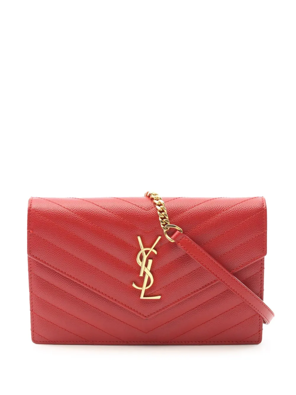 Saint Laurent Pre-Owned 2013-2025 Grain De Poudre Chevron Monogram Saint Laurent Pre-Owned 2013-2025 Grain De Poudre Chevron Monogram