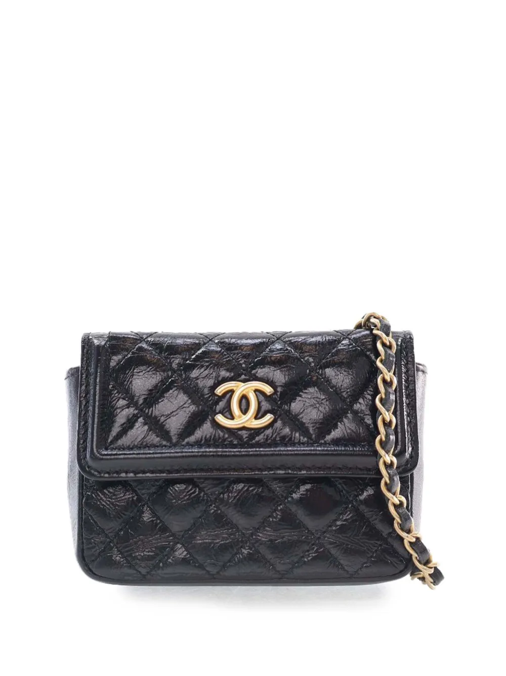CHANEL Pre-Owned 2020 Quilted Shiny Aged Calfskin Waist belt bag | Black | Image 1