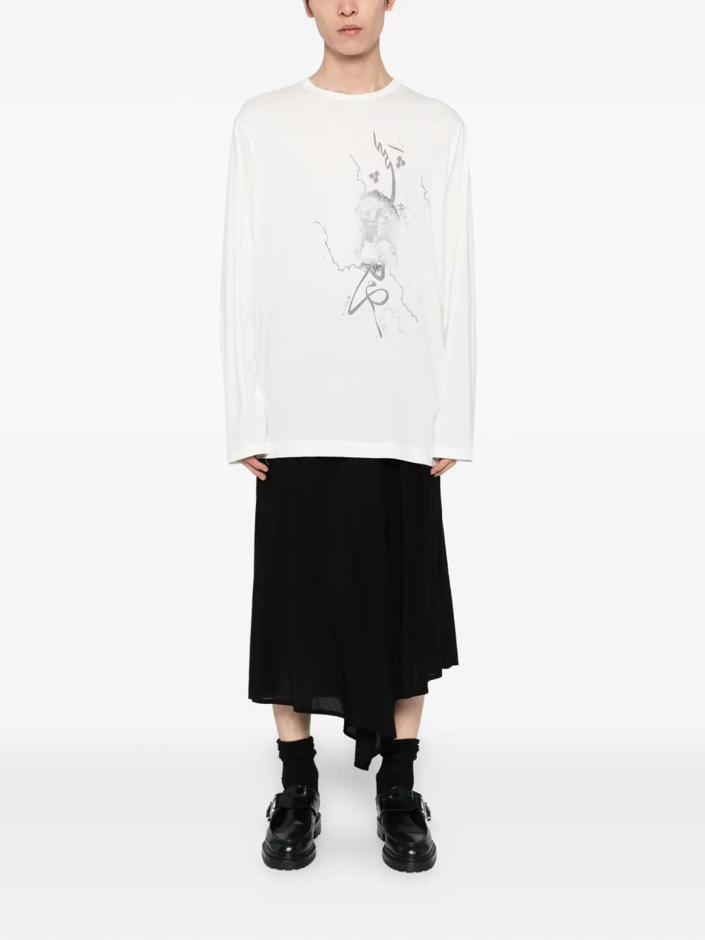 Yohji Yamamoto T-shirt met grafische print - Wit