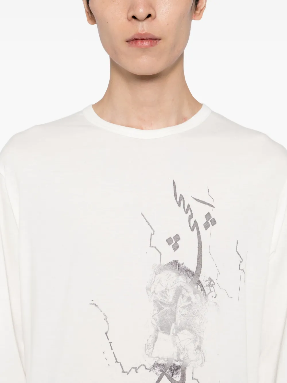 Yohji Yamamoto Graphic-printed T-shirt In White