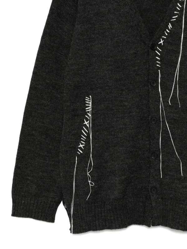 Yohji Yamamoto 5G1P-embroidered Cardigan | Grey | FARFETCH ID