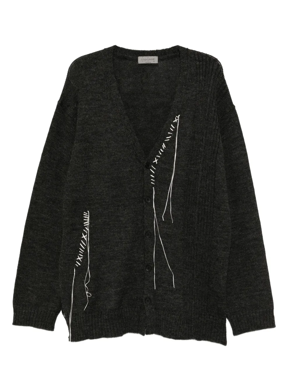 Yohji Yamamoto 5G1P-embroidered cardigan | Grey | Image 1
