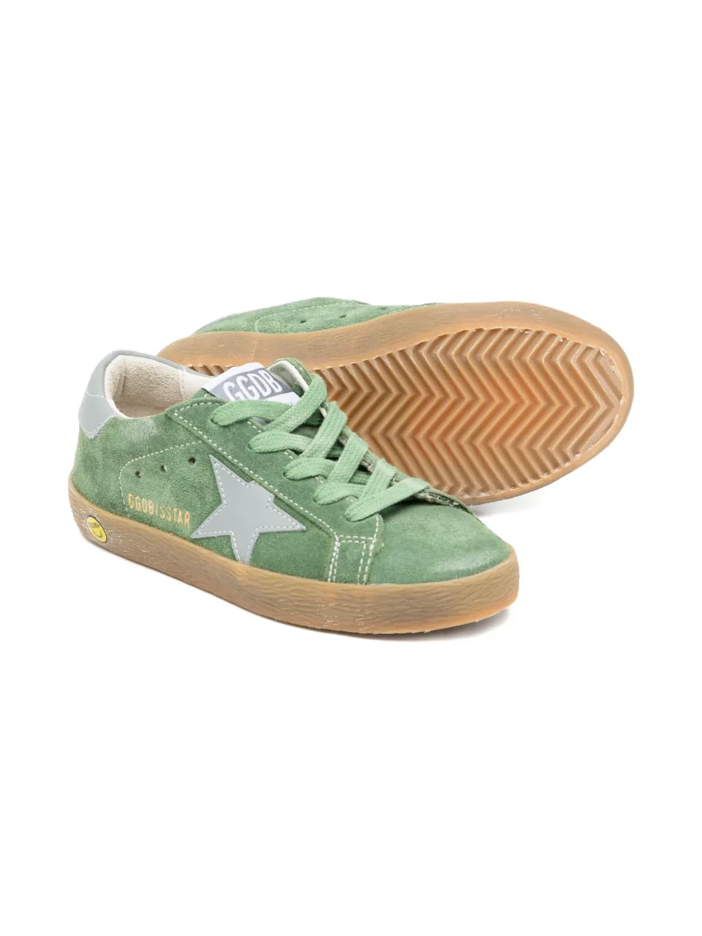 Golden Goose Kids star-embroidered suede trainers Green