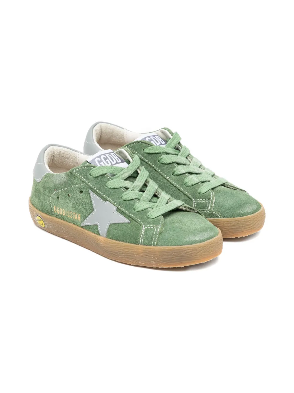 Golden Goose Kids' Star-embroidered Suede Trainers In Green