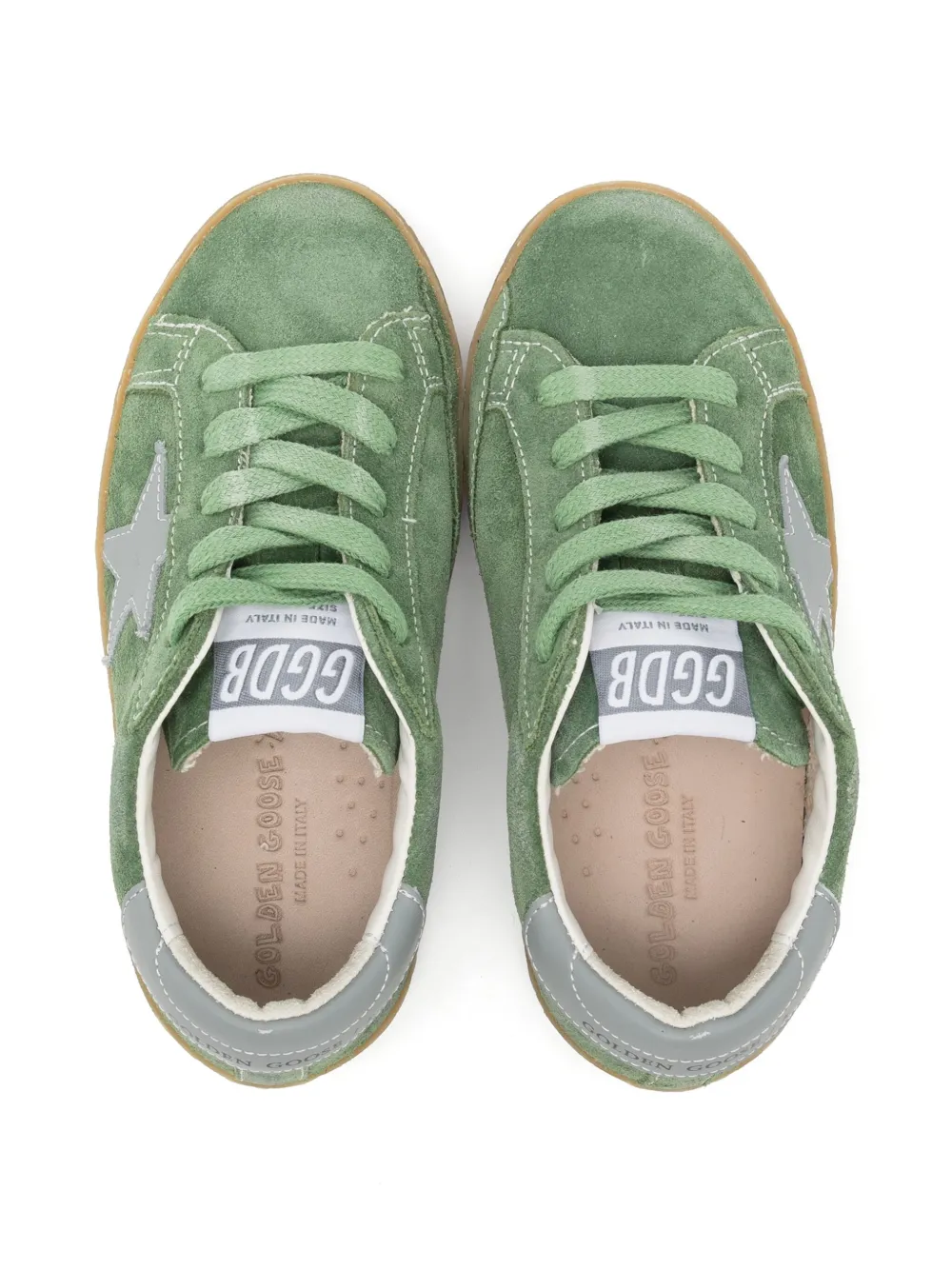 Golden Goose Kids Suède sneakers met geborduurde ster Groen