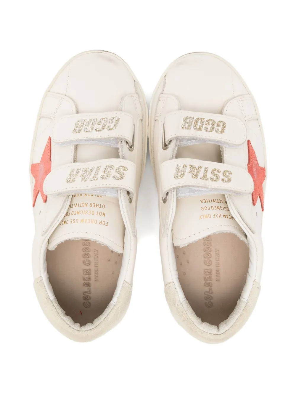 Golden Goose Kids star-embellished velcro trainers Neutrals
