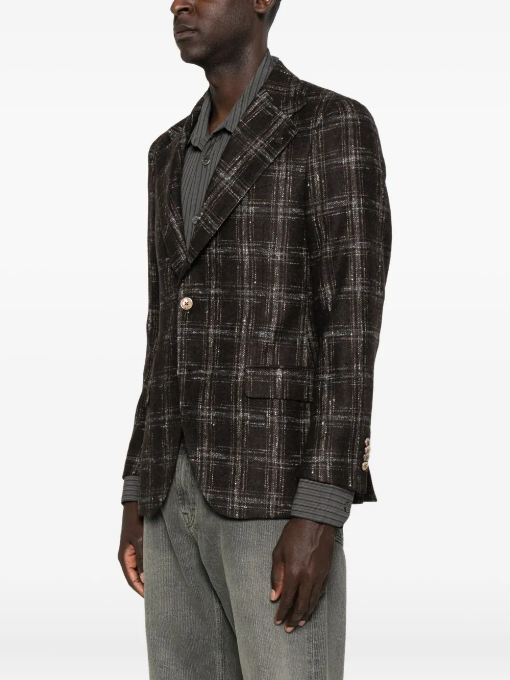 Gabriele Pasini Checked Long-sleeve Jacket In Black